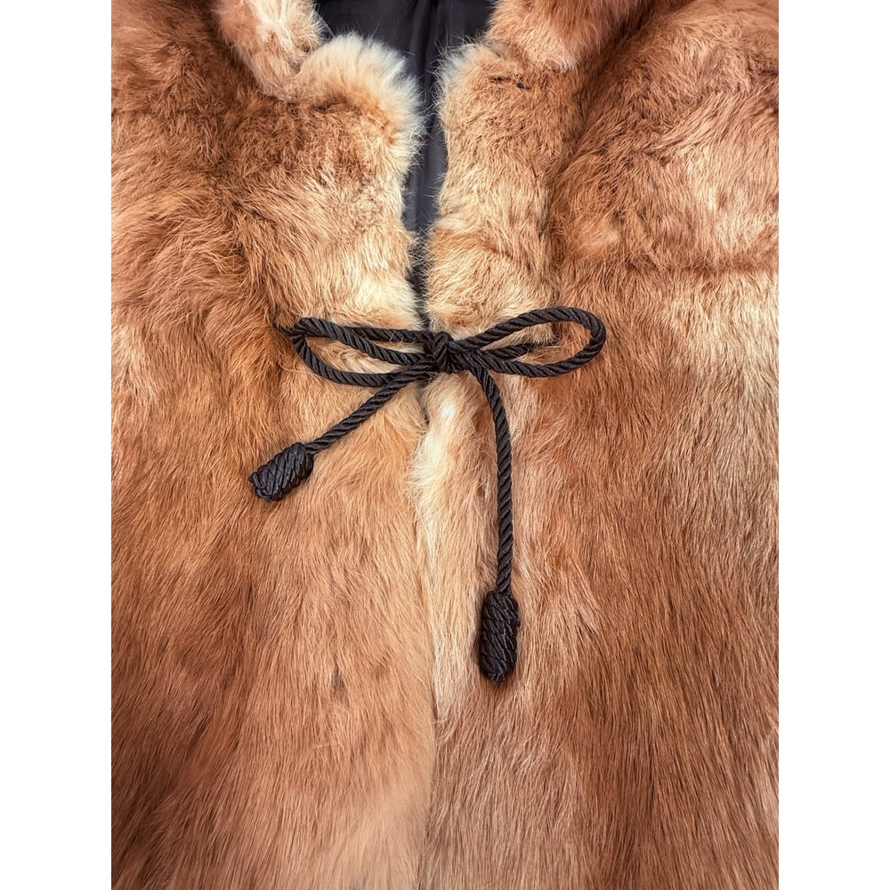 Vintage Jacques Saint Laurent Real Fur Coat Womens Brown Red Fox Rabbit READ - Picture 9 of 13